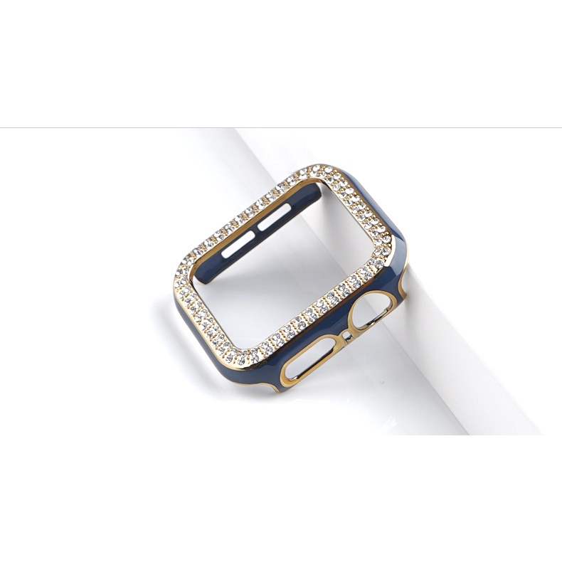 Ốp điện thoại mạ điện hai màu đính kim cương cho iWatch 7/6/5/4/3/2/SE 38 40 41 42 44 45mm