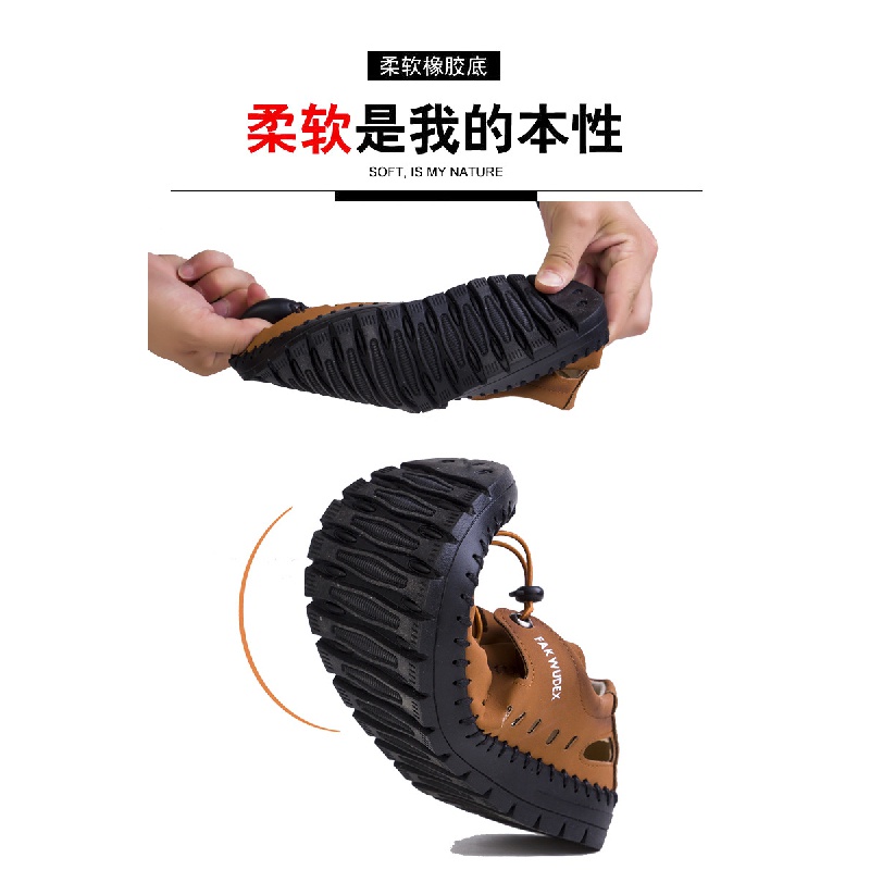 Giày Sandal Da PU Đế Mềm Thoáng Khí Phong Cách Hàn Quốc Thời Trang Mùa Hè Cho Nam