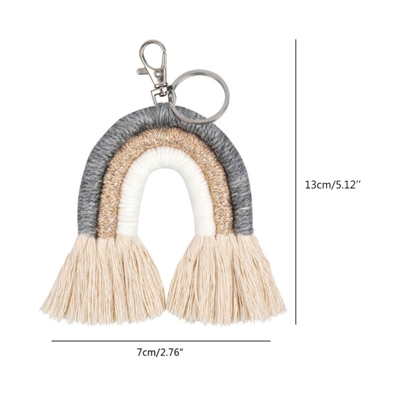 ✿ Móc Khóa Macrame Đan Sợi Màu Cầu Vồng Thời Trang Cho Nữ
