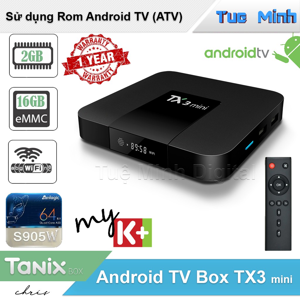 Android TV Box TX3 mini - Ram 2GB, bộ nhớ trong 16GB, Bluetooth