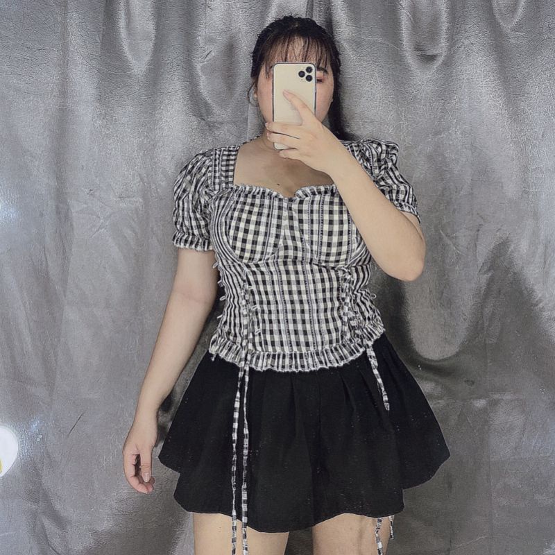 Áo caro bigsize 60-90kg siêu đẹp mẫu mặc thật 100%