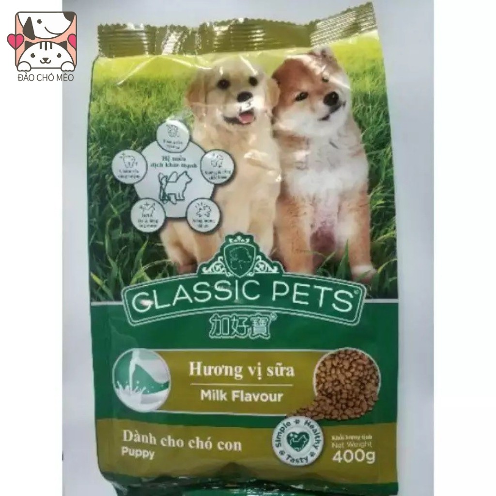 Thức ăn hạt cho chó con Classic Pets vị sữa hạt khô gói 400G - Đảo Chó Mèo
