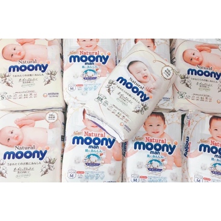 Bỉm dán/quần moony nature Nb63/S58/M46/L38/xl32