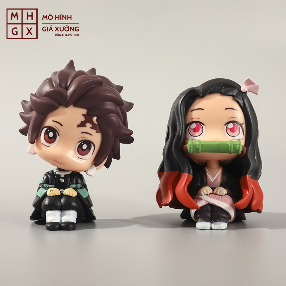 Mô hình Kimetsu No Yaiba figure Demon Slayer Tanjirou Nezuko bản chibi cao 9cm siêu dễ thương figure thanh gươm diệt quỷ