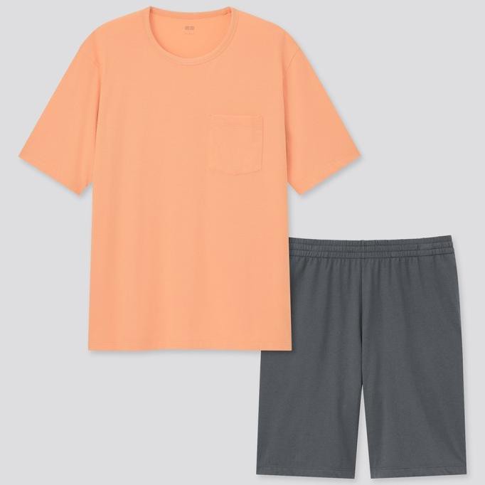 Uniqlo Set Áo Thun Tay Ngắn Màu Trơn Và Quần Short Thời Trang Cho Nam 1223