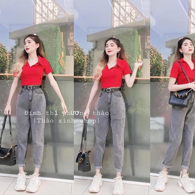 Quần jeans nữ baggy dáng trơn cạp siêu cao may gấu, lên form siêu đep, đủ size đến 65kg - giá tận xưởng.