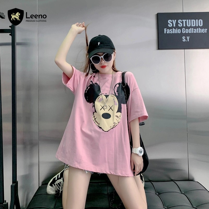 Áo thun tay lỡ cotton 100% - Áo phông unisex form rộng in hình chính hãng Leeno | BigBuy360 - bigbuy360.vn