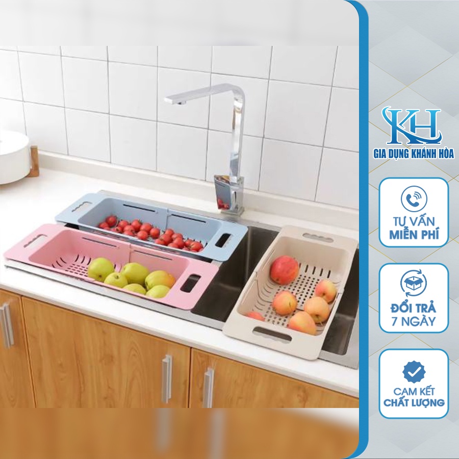 Khay, rổ gác bồn rửa chén bát Việt Nhật thông minh gấp gọn, điều chỉnh kích thước gài tiện lợi