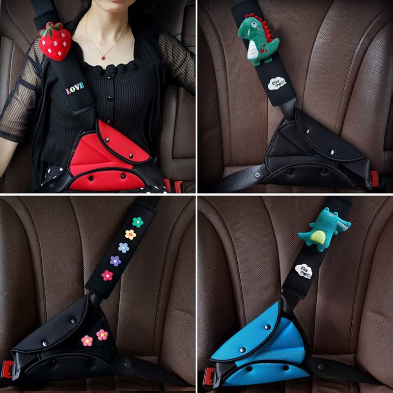 Car Seat Belt Adjustment Cartoon Cute Children Anti-Strangulation Neck Shoulder Sleeve Holder Seat Limit Auxiliary Strap Y3b6