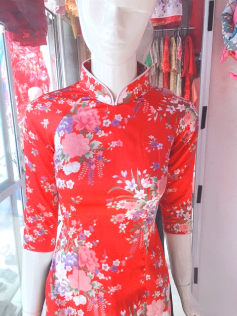 Áo dài hoa nhí lẻ size