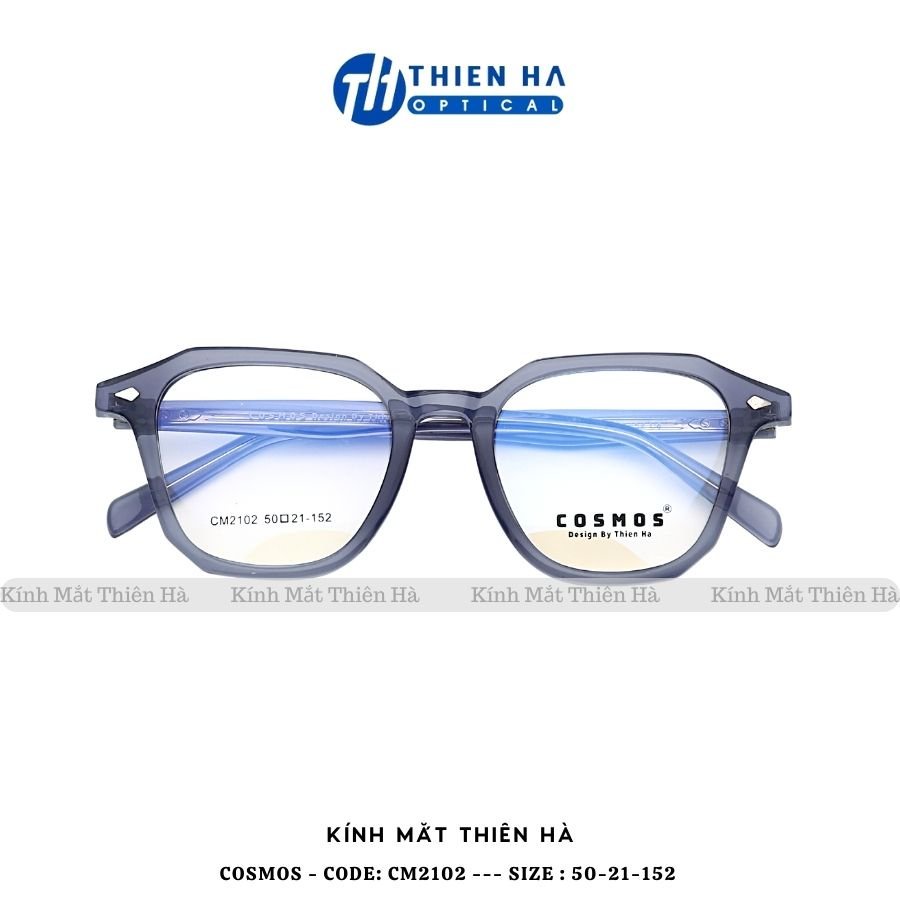 Gọng kính cận nam nữ đa giác, chất liệu nhựa Acetat đeo ôm mặt COSMOS CM2102