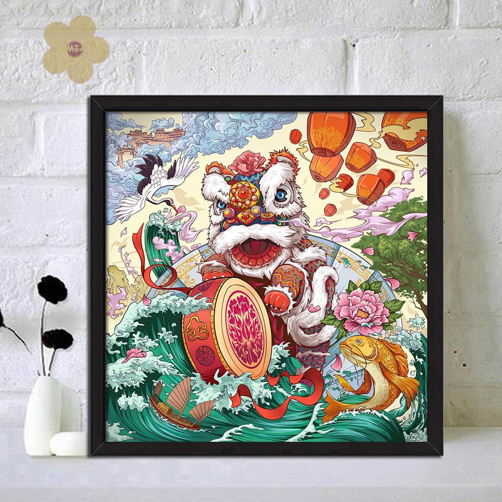 Bộ Tranh Đính Đá 5d Tự Làm Hình Sư Tử Nhảy Múa