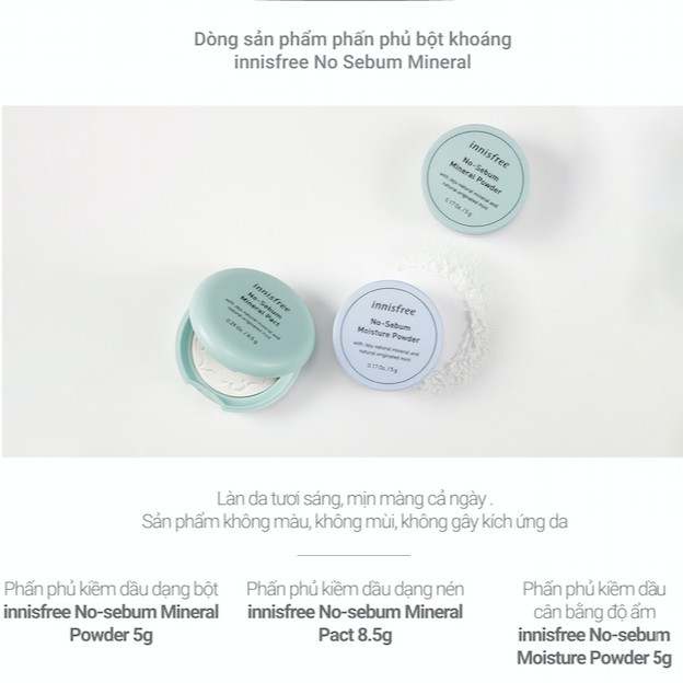 Phấn phủ kiềm dầu dạng bột khoáng Innisfree No Sebum Mineral Powder 5g | BigBuy360 - bigbuy360.vn