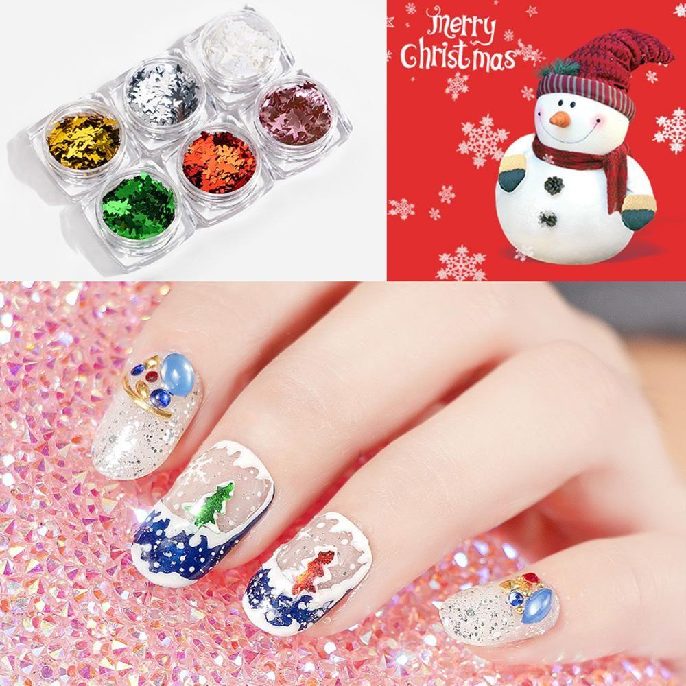 Hộp Sequin Lấp Lánh Hình Cây Thông Giáng Sinh Dùng Trang Trí Móng Nghệ Thuật