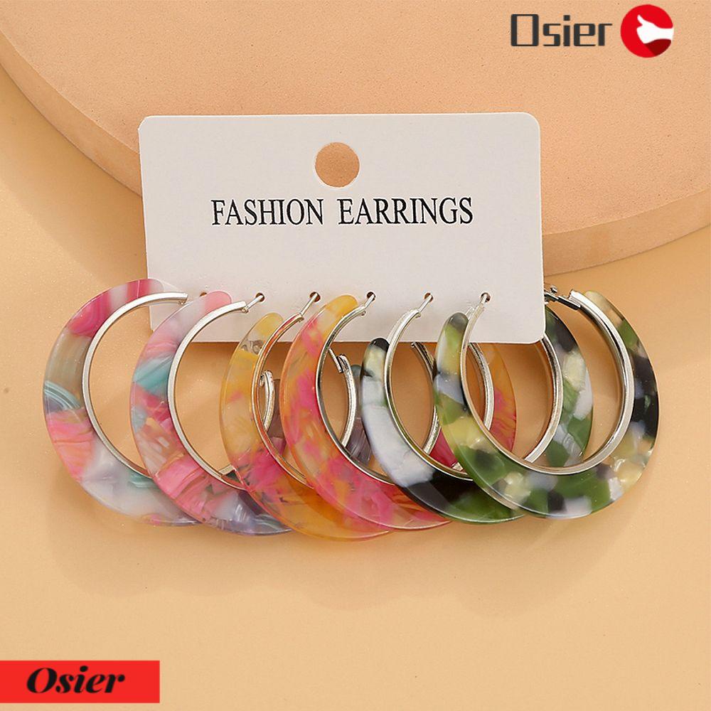Osier✿ Set Khuyên Tai Tròn Acrylic Nhiều Màu Sắc Thời Trang Cho Nữ