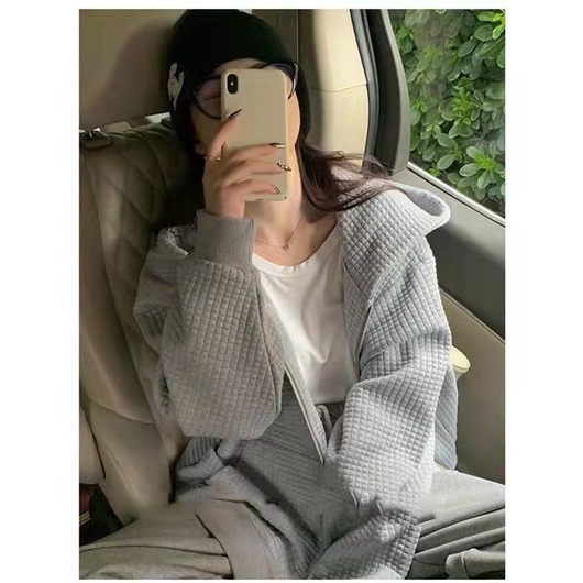 [Spot] Áo khoác len dày dáng rộng có mũ trùm đầu phong cách vibe