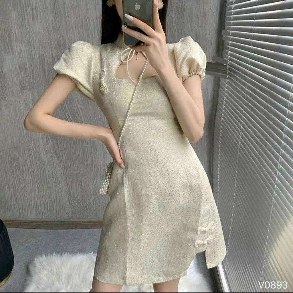 SƯỜN XÁM DỰ TIỆC - NUDE CỔ TÀU TAY PHỒNG – NGỰC THÊU ĐÍNH NƠ - GD075 💥 | BigBuy360 - bigbuy360.vn