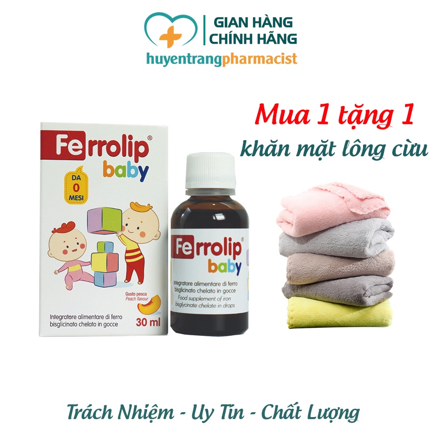 Sắt Ferrolip Baby, bổ sung sắt hữu cơ cho bé (lọ 30ml)
