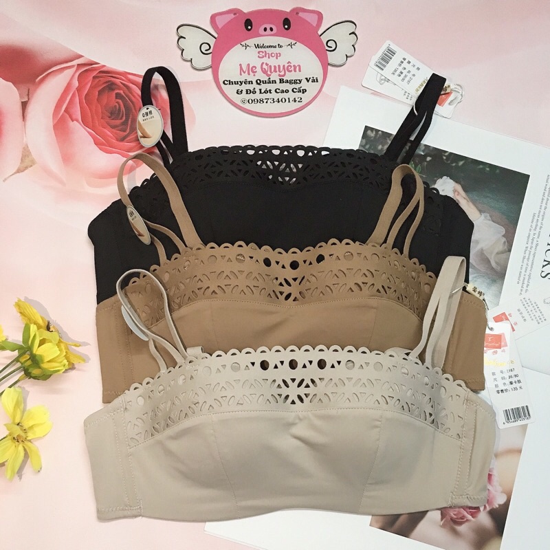 Áo lót, áo ngực chống tụt kèm dây cao cấp mặc hở vai, chất liệu ren đan mịn mút xốp thông hơi nâng ngực cực đỉnh