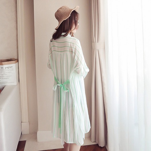 Áo Sơ Mi Dáng Rộng Dài Qua Gối Kẻ Sọc Dọc Chống Nắng Phong Cách Hàn Quốc Mới Mùa Hè Cho Nữ | BigBuy360 - bigbuy360.vn