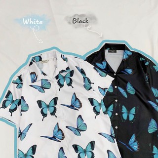 Áo sơ mi tay lỡ in họa tiết bướm V2 🔸 SIÊU XINH 🔸 áo sơ mi Unisex mềm mịn, mặc siêu mát không co rút Ulzzang - B07