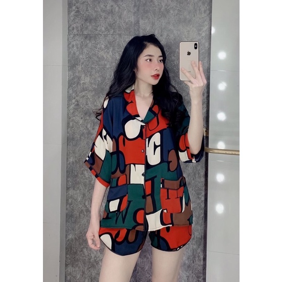 Pijama lụa đùi cánh dơi🌻đồ ngủ mặc nhà cao cấp🌻 sang chảnh | BigBuy360 - bigbuy360.vn