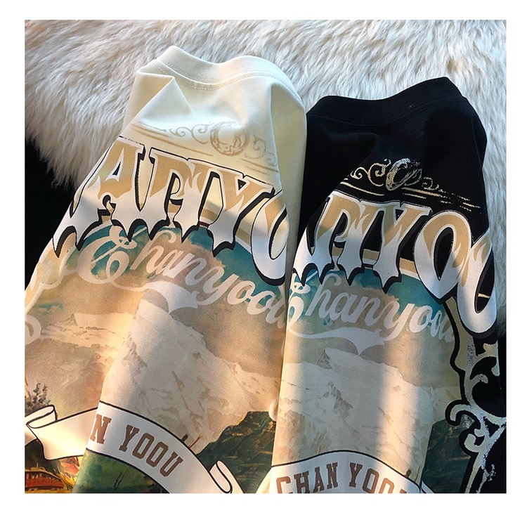 NRVP Áo Thun Mùa Hè Tay Cộc Oversize In Họa Tiết Phong Cách Hàn Quốc Cho Nam / Nữ