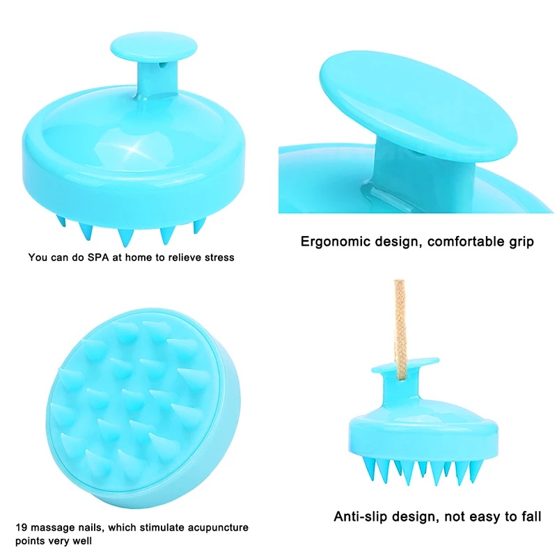 Bàn Chải Gội Đầu Bằng Silicon Mềm Mát Xa Da Đầu Thoải Mái