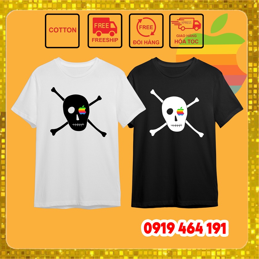 Áo thun apple pirate, vải cotton mịn mát, in cao cấp,nam nữ unisex