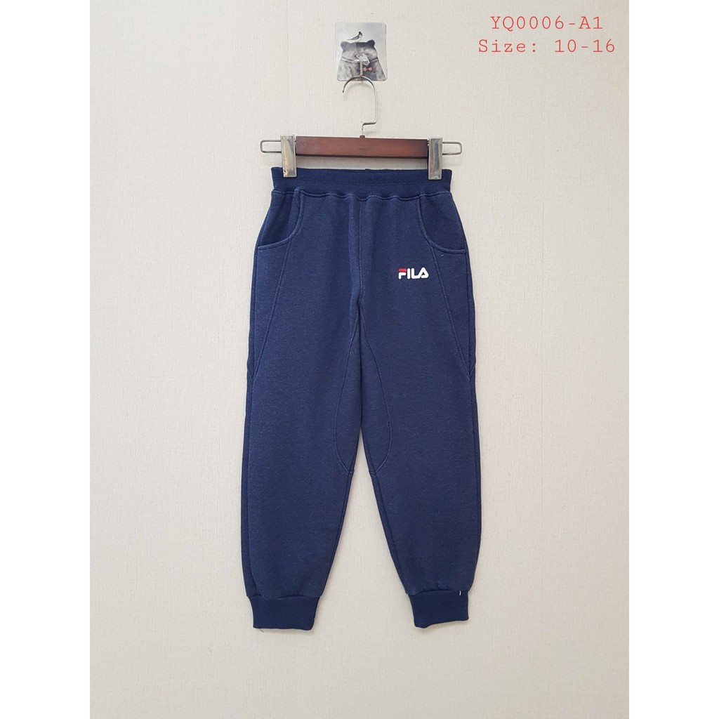 YQ0006-A1 - Quần dài nỉ bông bo gấu, bé trai,màu lông chuột, size to 10t-16t - Hàng Made In Vietnam