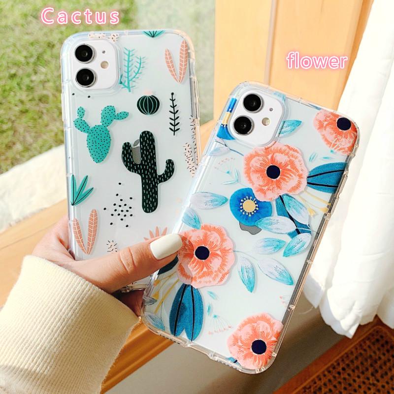 Ốp điện thoại TPU dẻo in họa tiết hoa lá/xương rồng xinh xắn cho IPhone 12 11 Pro Max XR Xs Max 6s 8 7 Plus | BigBuy360 - bigbuy360.vn