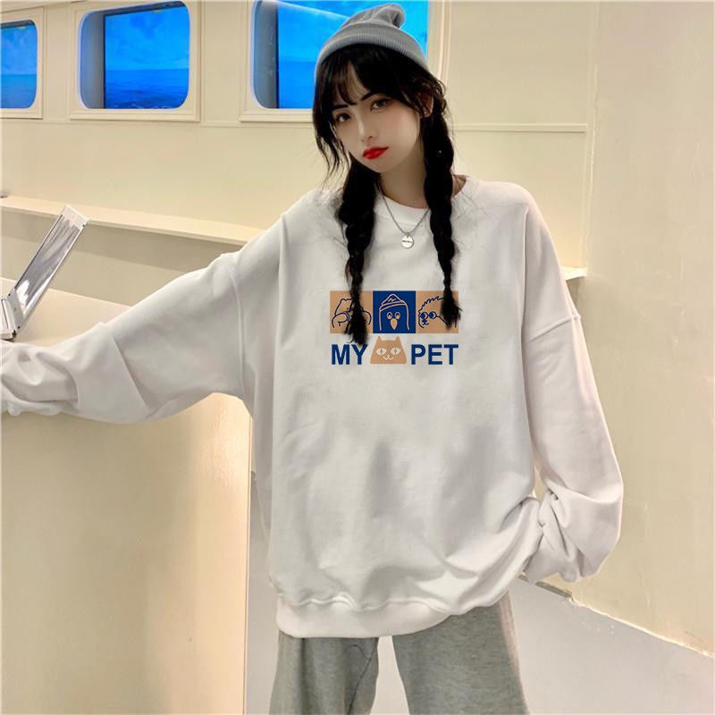 Áo Hoodie Mỏng Dáng Rộng In Họa Tiết Thời Trang Hàn Quốc 2022 Cho Nữ