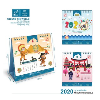 Lịch để bàn 2020 "Around the World" dành cho trẻ em, tặng kèm các sticker đáng yêu