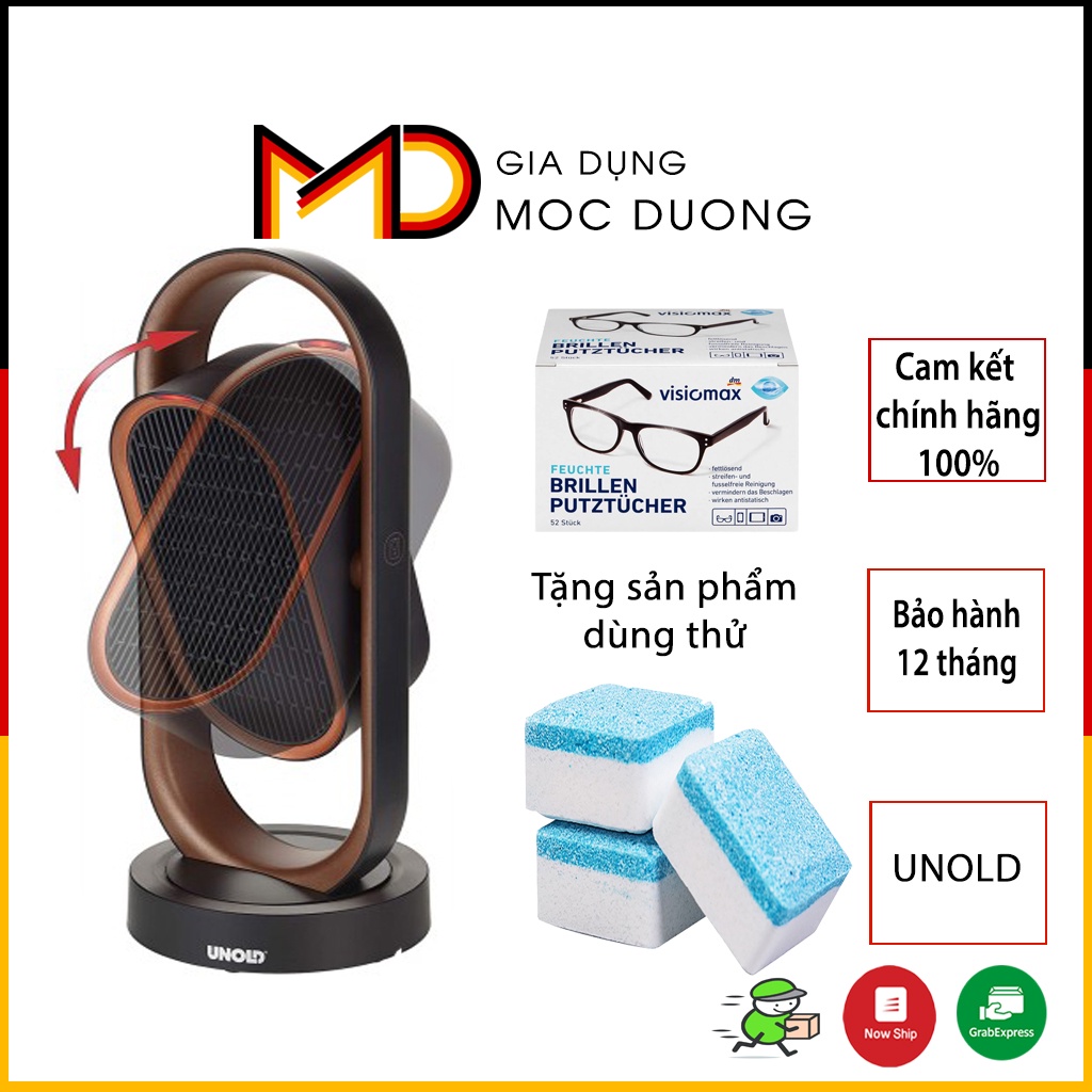 Quạt sưởi gốm UNOLD Keramik 3D 86535, công suất 1800W, xoay được các góc độ, màu đồng, quạt 2 chiều