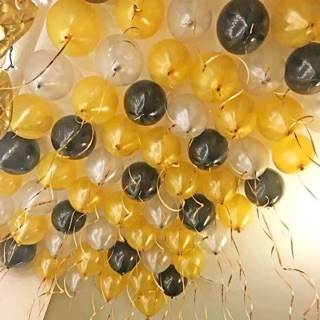 Bong bóng vàng đen cực ấn tượng - Tặng dây cột đuôi bóng