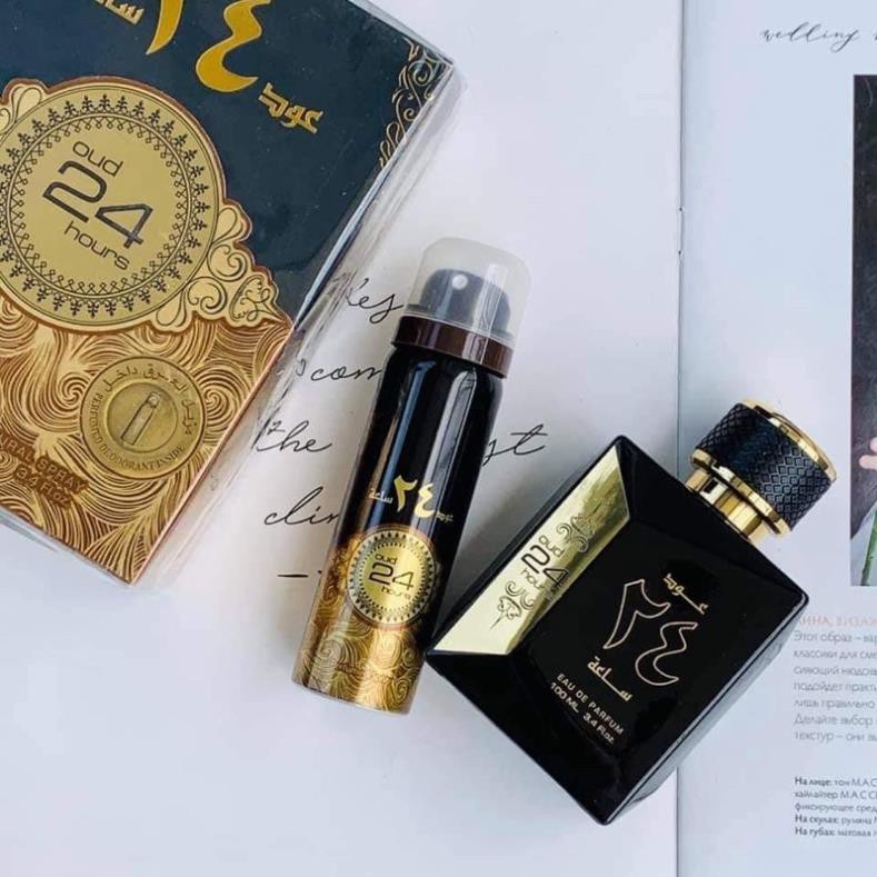NƯỚC HOA DUBAI OUD 24 HOUR UNISEX nam nữ xài được-Tone nam Ngọt nhẹ-Gỗ | BigBuy360 - bigbuy360.vn