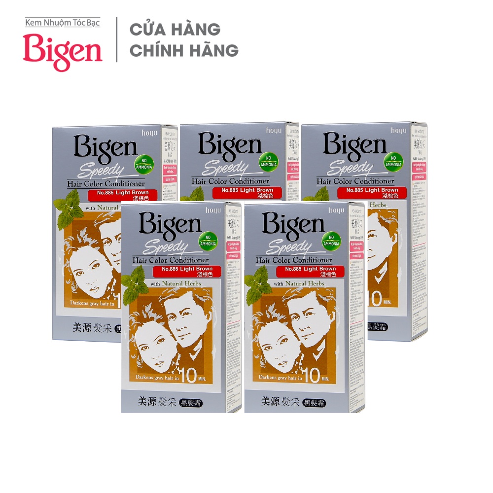 Combo 5 hộp thuốc nhuộm dưỡng tóc phủ bạc dạng kem Bigen Speedy Hair Color Conditioner 80ml/ hộp