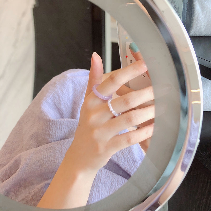 Bộ Hai Nhẫn Acrylic Trong Suốt Màu Kẹo Ngọt 22434