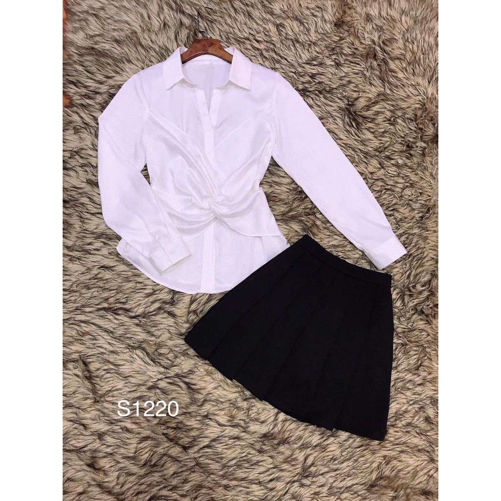 [ xả kho ] MiD Set bộ áo sơ mi xoắn eo và chân váy xòe S1220 Mie Design kèm ảnh thật