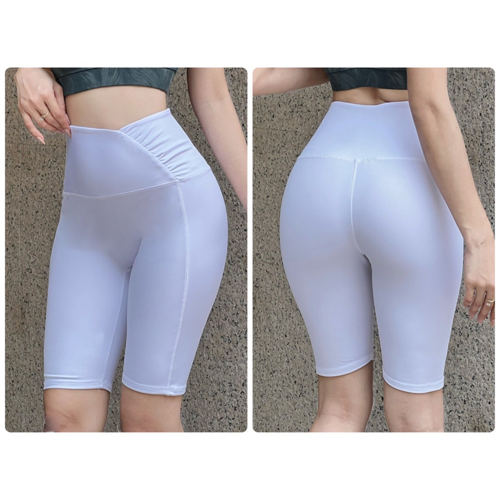 Quần Lỡ Biker Thể Thao Nữ Trên Gối Nhún Eo Cực Xinh