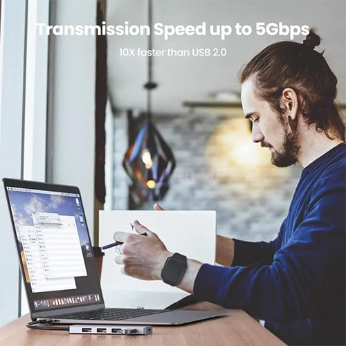 Cổng chuyển đổi Ugreen 4-Port USB 3.0 Hub CM129 70336 - Hàng chính hãng - Tuyền dữ liệu lên đến 5 Gbps, cáp dài 0.25m