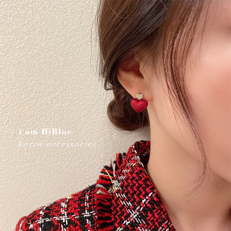 Bông tai trái tim ngọc trai nhân tạo hoa tai nữ tình yêu