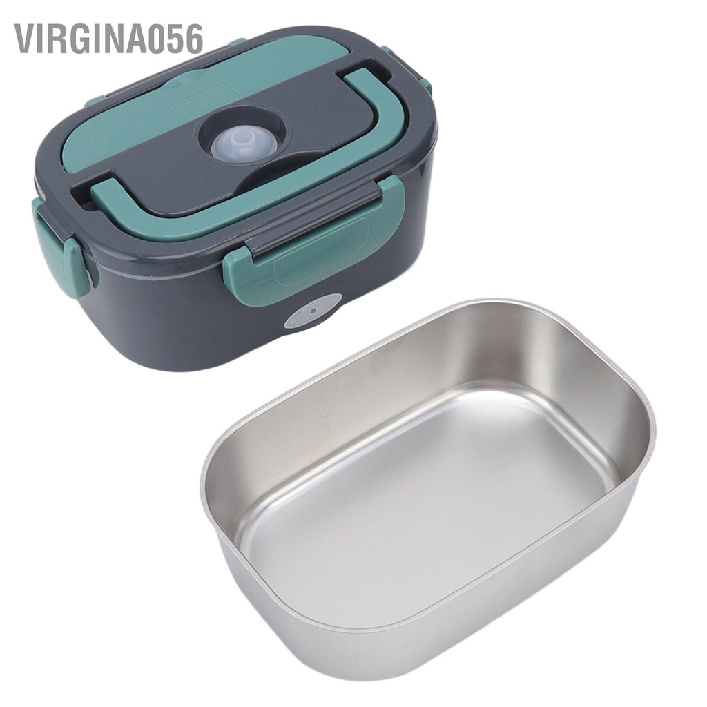 Virgina056 Hộp cơm điện 40W Sưởi ấm Dung tích 1.5L đựng bằng thép không gỉ 2 Cáp sạc cầm tay Tay hâm nóng