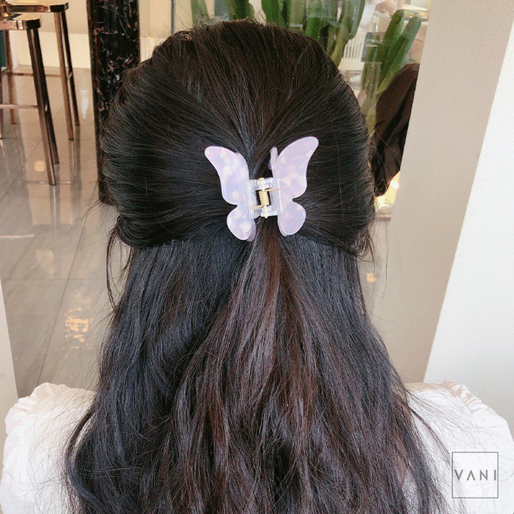 Kẹp Tóc Càng Cua Màu Trơn Hình Bướm Lớn Trendy Phong Cách Hàn Quốc - Vani Store