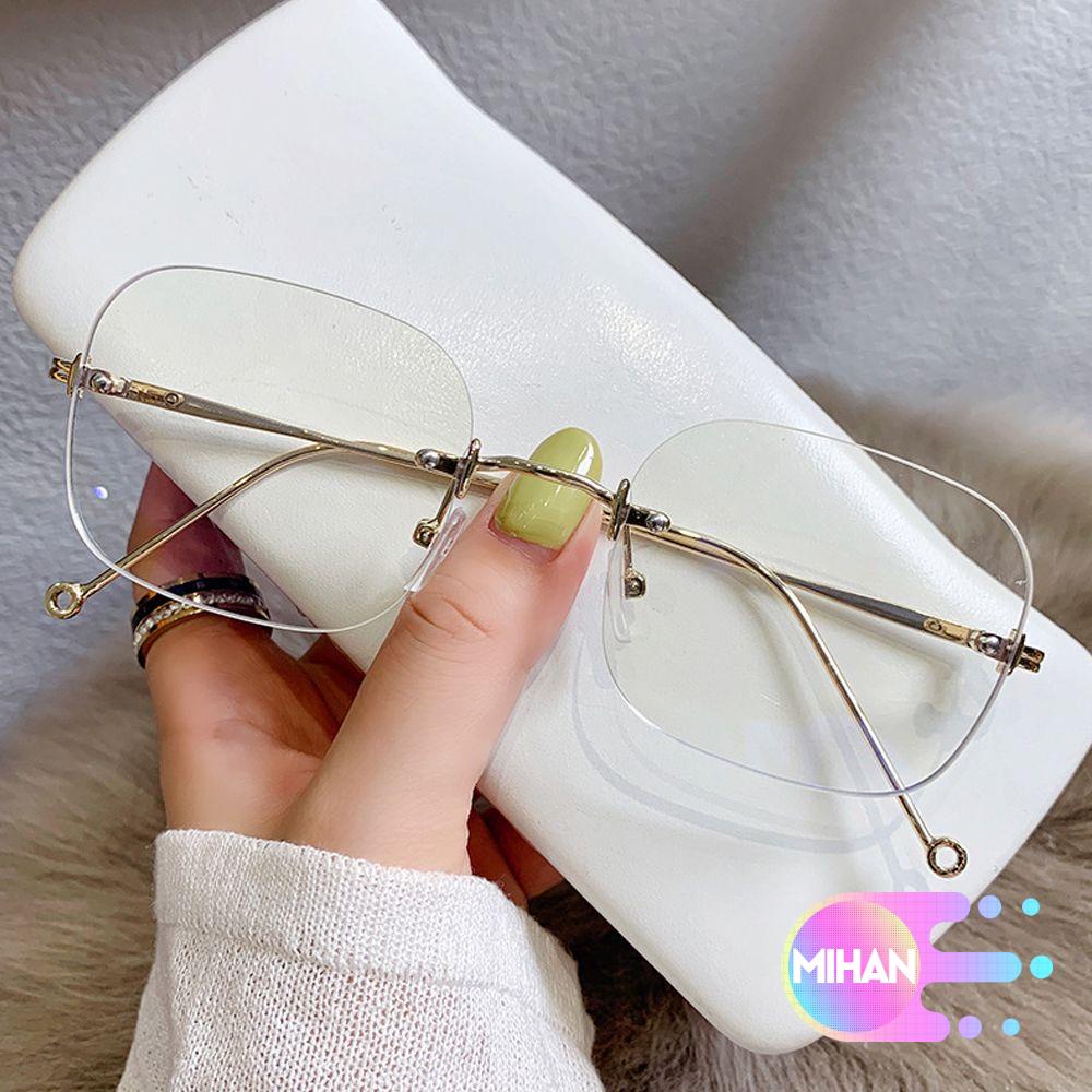 Kính Mát Không Gọng Chống Ánh Sáng Xanh Phong Cách Vintage MIHAN1|Kính Vuông Gọng Kim Loại Trong Suốt Nhiều Màu Sắc