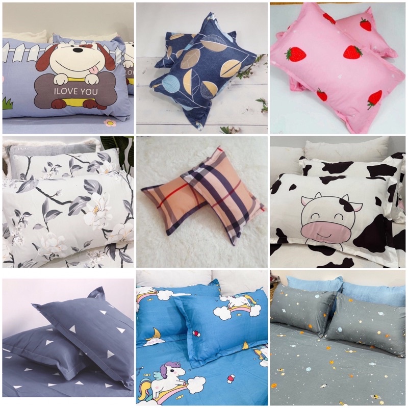Đôi Vỏ Gối Nằm, Vỏ Gối Ôm  Bốn Mùa Bedding, Chất liệu cotton poly không nhăn, không xù, kích thước 45x65cm
