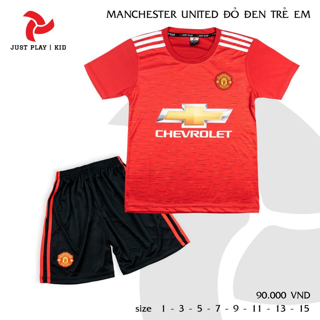 Bộ quần áo bóng đá trẻ em Manchester United (MU) màu đỏ, đồ đá bóng cho bé, đồ cầu thủ cho bé, vải thun lạnh cao cấp
