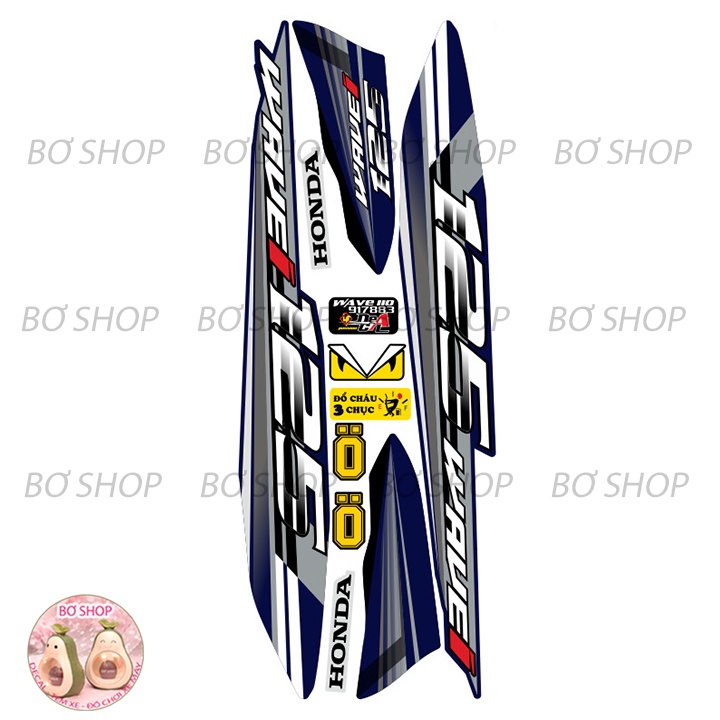 Tem rời WAVE ALPHA 110  Mẫu 125i - BƠ SHOP  - Tem chế 3 lớp cao cấp