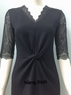 Đầm xoắn eo phối ren