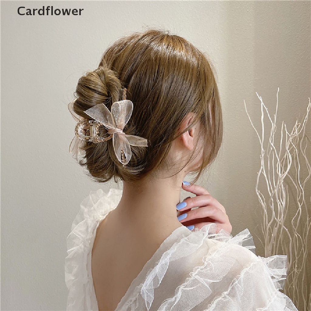 &lt; Cardflower &gt; Kẹp Tóc Móng Vuốt Đính Hạt Hình Cá Mập Phối Dây Xích Phong Cách Ins Cho Nữ
